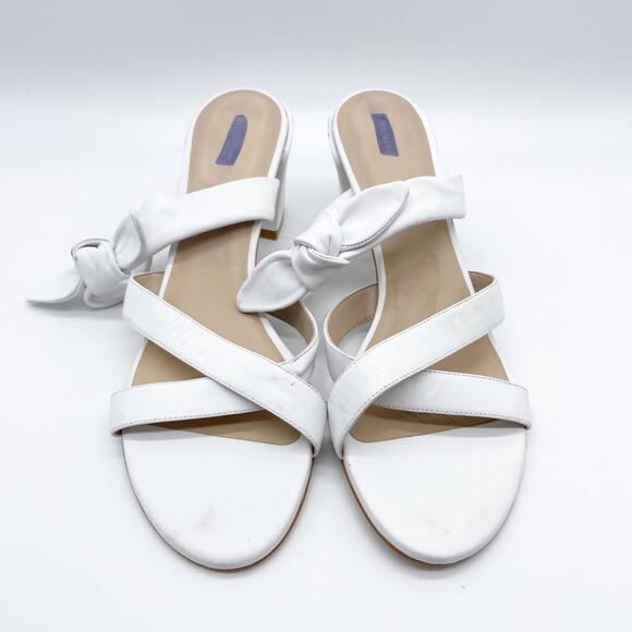 Stuart Weitzman Women's Bandeau White Bow Leather Slide Sandals Size 11.5 - Picture 10 of 10